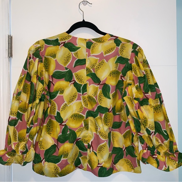 Farm Rio fresh lemons puff sleeve blouse Small - Picture 5 of 7